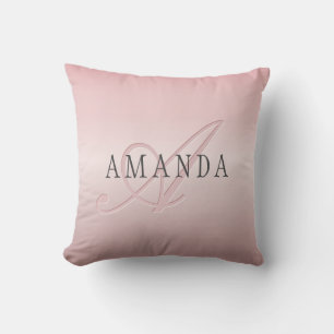 Elegant Blush Faux Roségold Name & Monogramm Kissen