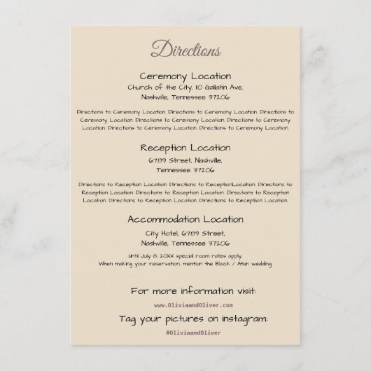 Elegant Blush Fern Leaf Swirl Koru - Richtung Begleitkarte (Rückseite)