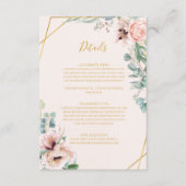 Elegant Blush Floral | Angaben zur Pastete Begleitkarte (Vorderseite)