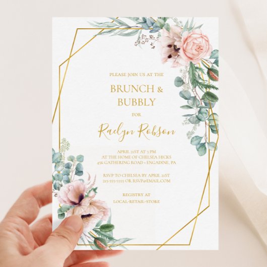 Elegant Blush Floral | Brunch und Brauchdusche Einladung