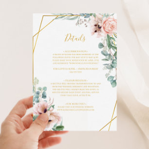Elegant Blush Floral Detaillierungskarte Begleitkarte