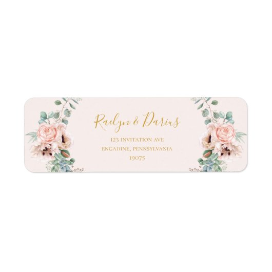 Elegant Blush Floral | Etikett der Pastell-Rücksen (Vorne)