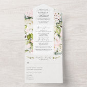 Elegant Blush Floral & Eukalyptus Wedding All In One Einladung (Innen)