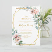 Elegant Blush Floral | Feiern wir die Einladung (Stehend Vorderseite)