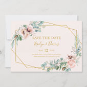 Elegant Blush Floral | Foto Pastel Horizontal Sav Save The Date (Vorderseite)