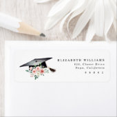Elegant Blush Floral Graduation Hat Address Label  (Insitu)