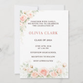 Elegant Blush Floral Graduation Photo Einladung (Rückseite)