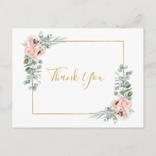 Elegant Blush Floral   Hochzeit Danke Postcard Postkarte
