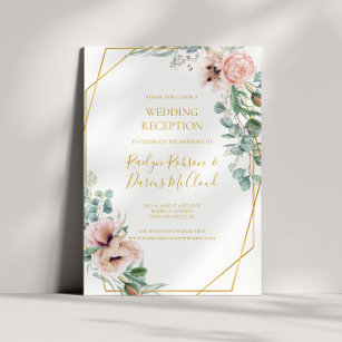 Elegant Blush Floral   Hochzeitsempfang Einladung