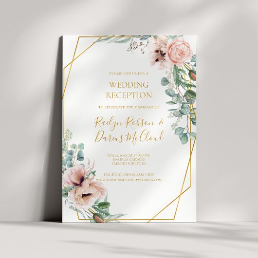 Elegant Blush Floral | Hochzeitsempfang Einladung