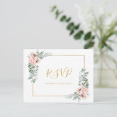 Elegant Blush Floral | Hochzeitsrottkarte Postkarte (Stehend Vorderseite)