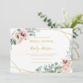 Elegant Blush Floral | Horizontales Brautparty Einladung (Stehend Vorderseite)