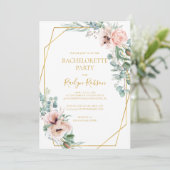 Elegant Blush Floral | JUNGGESELINNEN-ABSCHIED Einladung (Stehend Vorderseite)