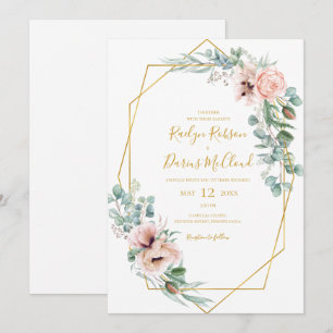 Elegant Blush Floral Lässige Einladung zur Hochz