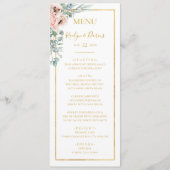Elegant Blush Floral | Menü für Hochzeiten Menükarte (Vorderseite)