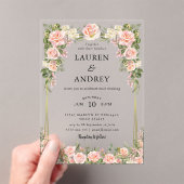 Elegant Blush Floral Modern Wedding Acryleinladungen (Insitu (Handheld))