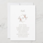 Elegant Blush Floral Monogram Table Seating Card Einladung (Vorderseite)