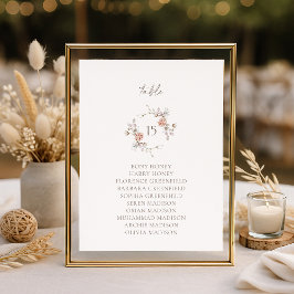 Elegant Blush Floral Monogram Table Seating Card Einladung