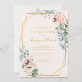 Elegant Blush Floral | Pastel Couples Dusche Einladung (Vorderseite)