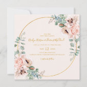 Elegant Blush Floral | Pastel Square Wedding Einladung (Vorderseite)