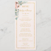 Elegant Blush Floral | Pastel Wedding Dinner Menu Menükarte (Vorderseite)
