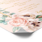Elegant Blush Floral | Pastel Wedding Drinks Menu Poster (Ecke)