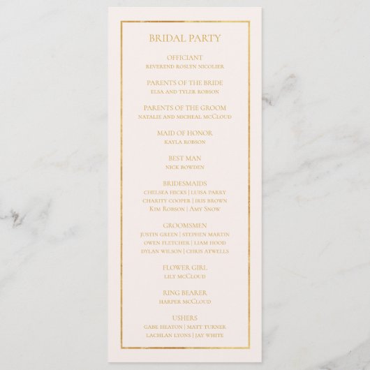 Elegant Blush Floral | Pastel Wedding Program Programm (Rückseite)