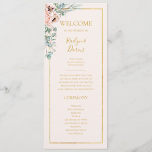 Elegant Blush Floral   Pastel Wedding Program Programm