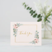 Elegant Blush Floral | Pastel Wedding Vielen Dank Postkarte (Stehend Vorderseite)