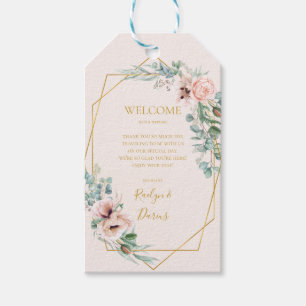 Elegant Blush Floral Pastel Wedding Welcome Geschenkanhänger