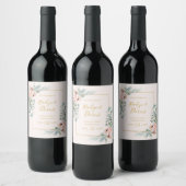 Elegant Blush Floral | Pastel Wedding Wine Label Weinetikett (Flaschen)