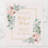 Elegant Blush Floral | Pastel Wedding Wine Label Weinetikett (Einzelnes Label)