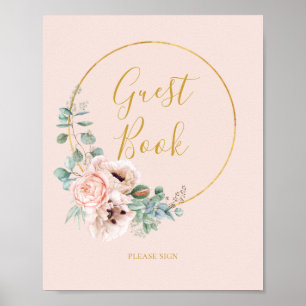 Elegant Blush Floral   Pastell Guest Book Sign Poster