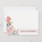 Elegant Blush Floral Pink Personalized Mitteilungskarte (Vorderseite)