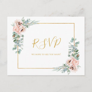 Elegant Blush Floral   RSVP-Karte im Menü Postkarte
