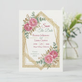 Elegant Blush Floral Save the Date Einladung (Stehend Vorderseite)