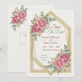 Elegant Blush Floral Save the Date Einladung (Vorne/Hinten)
