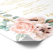 Elegant Blush Floral | Symbol für Hochzeitsgetränk Poster (Ecke)