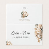 Elegant Blush Floral Table Number Place Card (Außenseite Aufgefaltet)