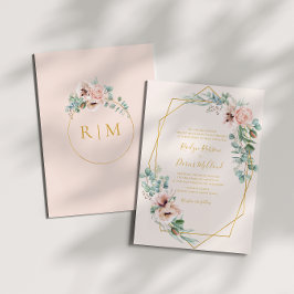 Elegant Blush Floral | Traditionelle Pastelhochzei Einladung