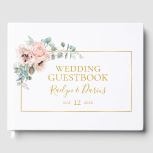 Elegant Blush Floral   Wedding Guest Book Gästebuch