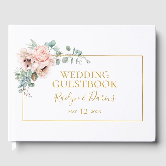 Elegant Blush Floral | Wedding Guest Book Gästebuch (Vorderseite)