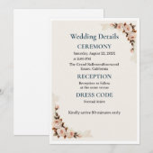 Elegant Blush Floral Wedding Invitation Einladung (Vorne/Hinten)