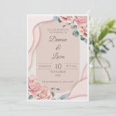 Elegant Blush Floral Wedding Invitation Template Einladung (Stehend Vorderseite)