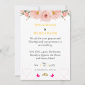 Elegant Blush Floral Wedding Invitation with Gold  Einladung (Vorderseite)