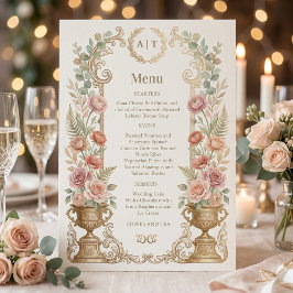 Elegant Blush Floral Wedding Menu Einladung