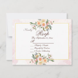 Elegant Blush Floral Wedding RSVP Card Einladung