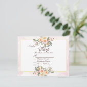 Elegant Blush Floral Wedding RSVP Card Einladung (Stehend Vorderseite)