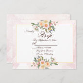 Elegant Blush Floral Wedding RSVP Card Einladung (Vorne/Hinten)