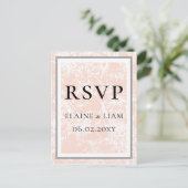 Elegant Blush Floral Wedding rsvp Einladungspostkarte (Stehend Vorderseite)